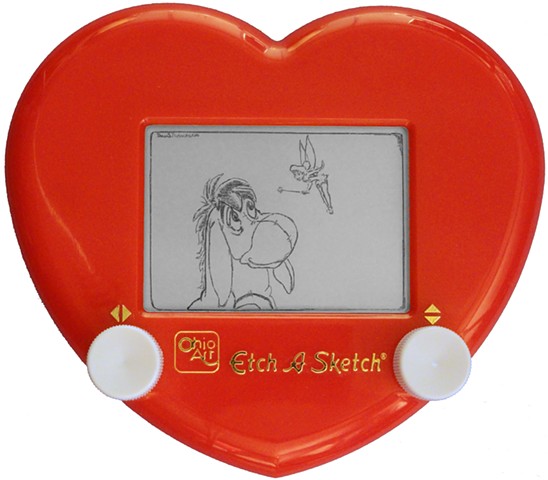 Eeyore and Tinkerbell Disney Etch A Sketch Art by David Roberts