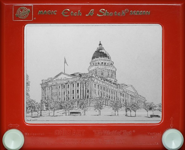 Utah State Capitol Hill Etch A Sketch Art by David Roberts