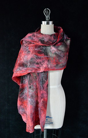 Nuno Felt Scarf-Red & Black