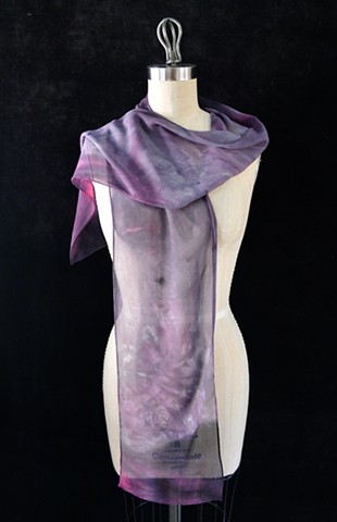 Chiffon Scarf 3-Dark Purple, Gray, & Pink
