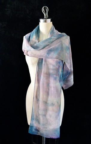 Chiffon Scarf 4-Light Purple, Brownish Gray, & Turquoise