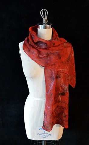 Red Nuno Felt Sparkly Scarf (SOLD)