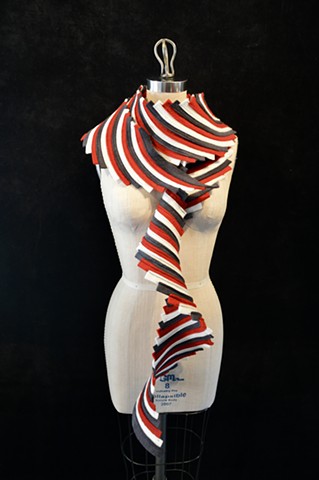 Spiral Scarf-Red, Gray, & White