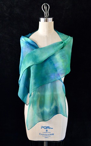 Chiffon Scarf 14-Aqua & Blue
