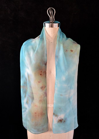 Chiffon Scarf 22-Light Blue & Brown