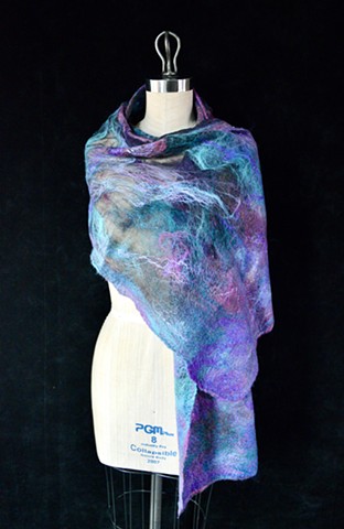 Nuno Felt Scarf-Purple, Pink, & Turquoise