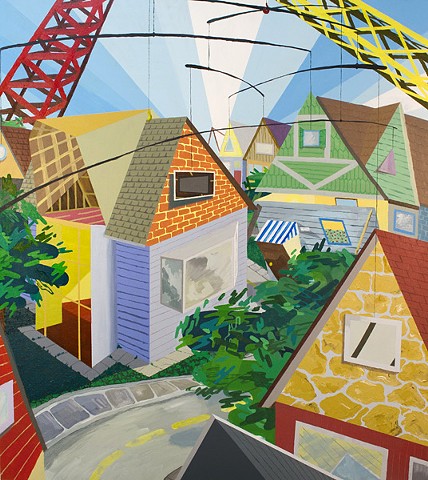 "Mobile Homes" by Ian Sonsyadek, Acrylic on canvas