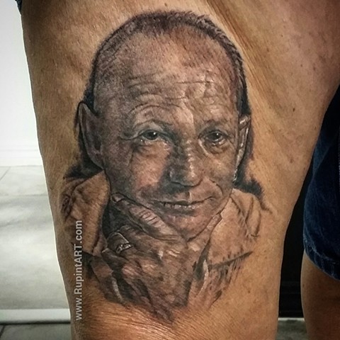 portrait tattoo black and gray realistic tattoo by P