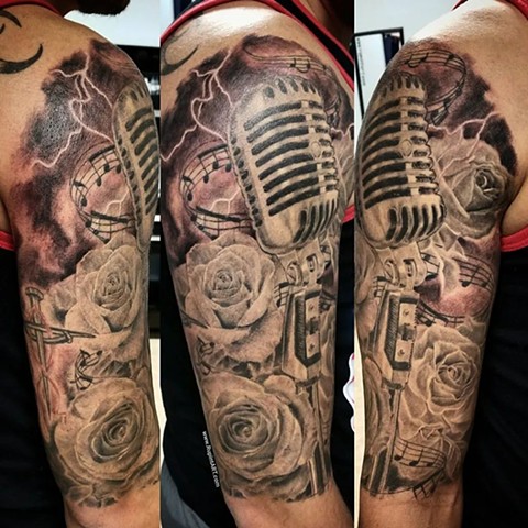 Amazing Microphone Tattoo by David