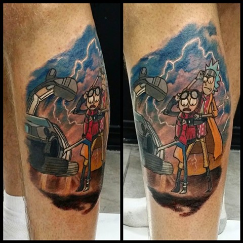 color tattoo rick and morty cartoon tattoo by P