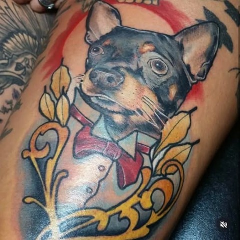 Neo-trad dog portrait