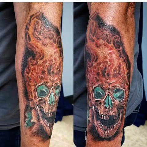 Flaming skull