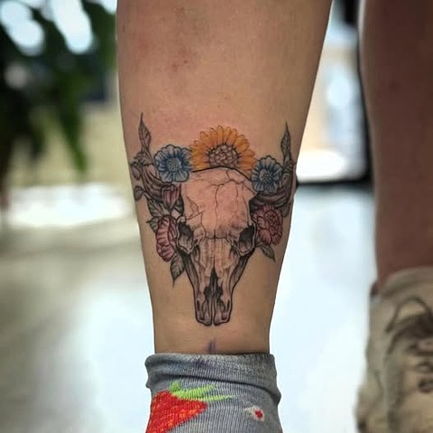 Bull skull x flowers