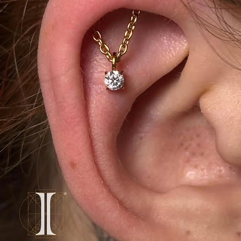Helix piercing w/ chandelier earring