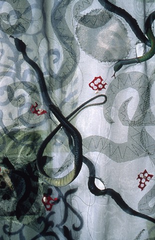 Snakes Double Bed Quilt, extreme detail