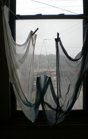 View from the window; while drying hand-dyed silk