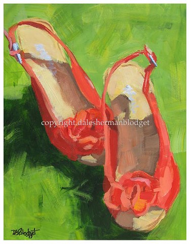 Red shoes oil painting