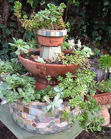 Tiered planter with succulents