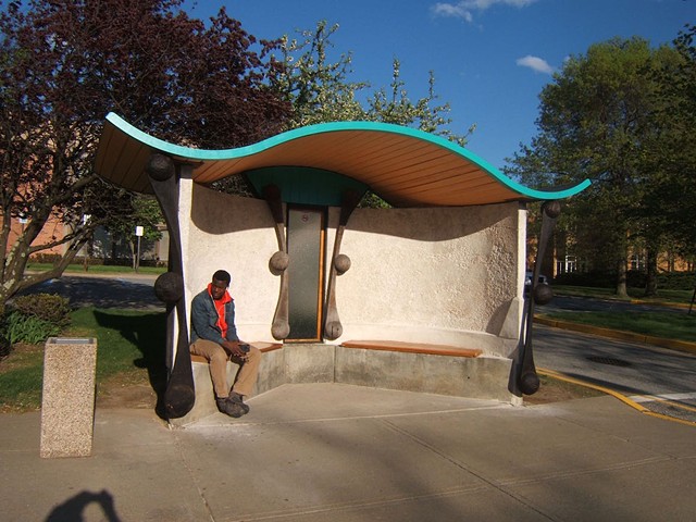 "Ancient Days"
a bus stop at Yeager Health Complex
Ramapo, NY   NYSCA grant