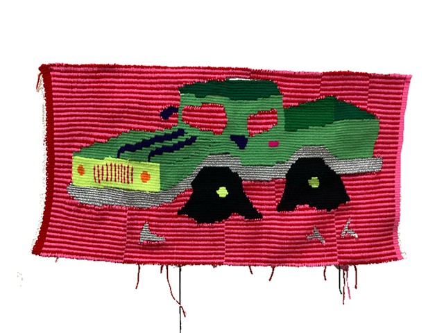 hand weaving tapestry pick up truck 