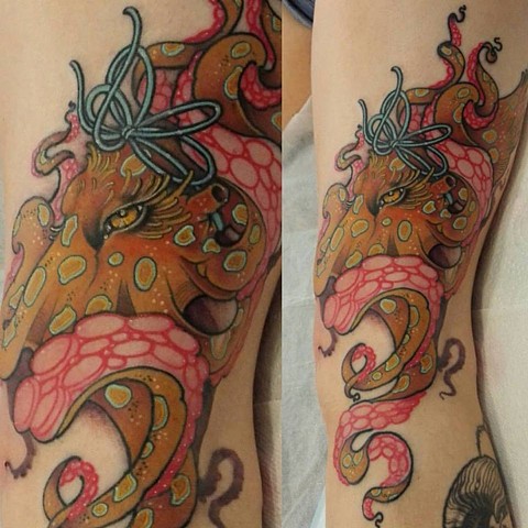 Octopus tattoo by Samantha Sirianni. La Flor Sagrada tattoo. Melbourne. Australia