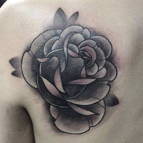 Black flower tattoo by Samantha Sirianni. La Flor Sagrada Tattoo. Melbourne, Australia