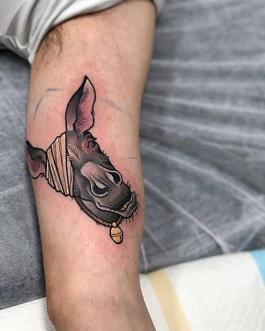 Donkey tattoo. SAMANTHA SIRIANNI. Tattoo Artist at La Flor Sagrada Tattoo. Melbourne. Australia