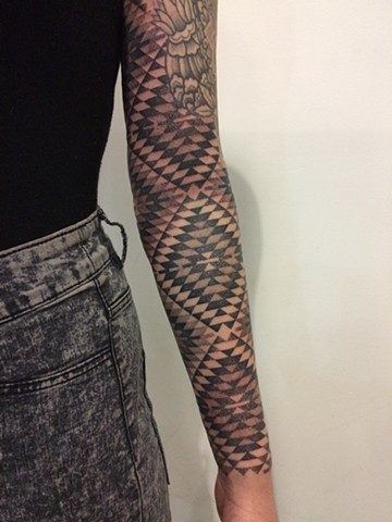 Blackwork tattoo sleeve by Alvaro Flores Tattooer Melbourne Tattoo studio Australia