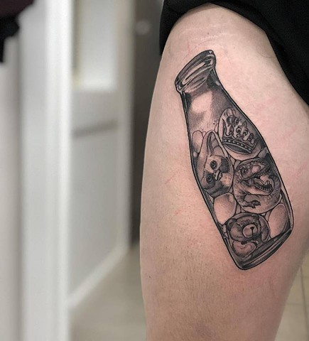 Milk bottle tattoo. By Samantha Sirianni
