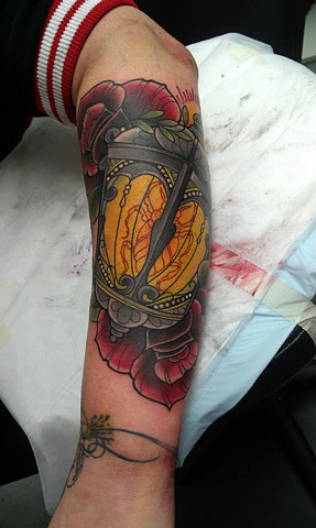 Lantern tattoo by Samantha Sirianni. La Flor Sagrada Tattoo. MELBOURNE, AUSTRALIA