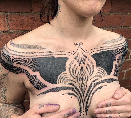 Dotwork tattoo. Black work tattooing. Ben Lopez tattooer. Melbourne artist. Coburg. La Flor Sagrada Tattoo. Australia. Tattoo and art studio. Moreland. Tattoo Cover up