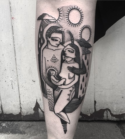 Custom tattoo design. Tattooer Ben Lopez. Melbourne Australia. Coburg tattoo and art studio. Black work tattooing, Melbourne. La Flor Sagrada tattoo. Ben Lopez art