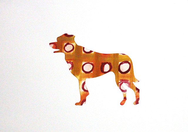 silkscreen monotype, dog, pattern