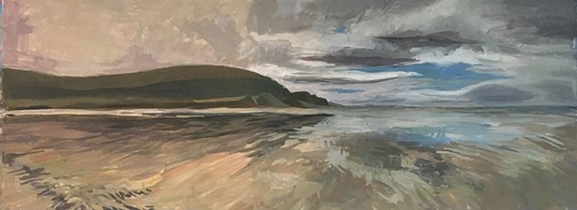 landscape, Ireland, West Coast, Achill Island, Keel Beach, acrylic, gouache, horizon line, vast