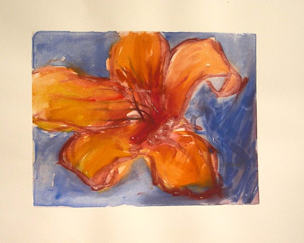 silkscreen monotype, floral, lilly