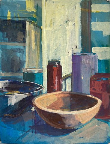 Kitchen Table with Bowls and Cylinders