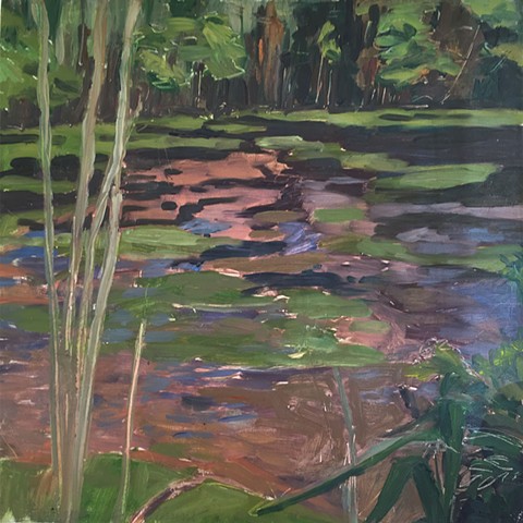 landscape, oil on panel, wetlands, north fork