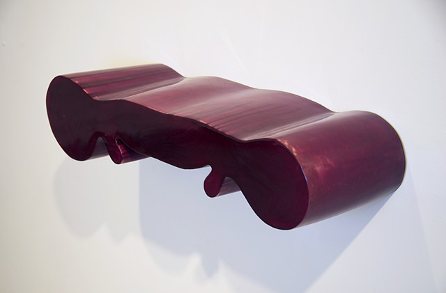 biomorphic ceramic sculpture in grape by artist Jeff Krueger