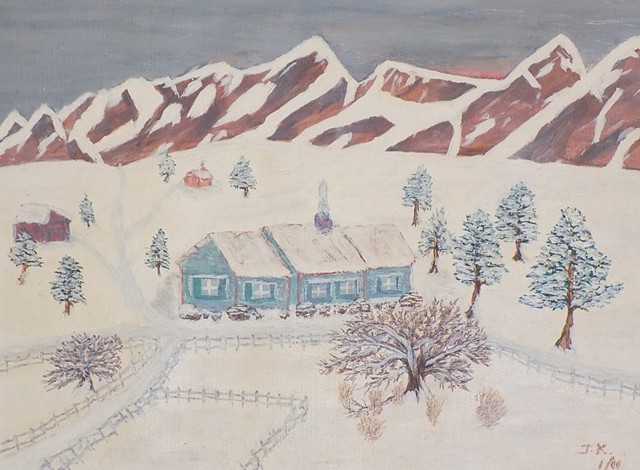 a winter scene painting by John Kaufmann