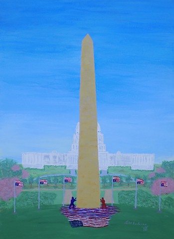  A painting trying to show the ideological walls being put up, by John Kaufmann. 