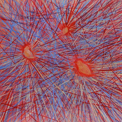 Bird Network original fine art painting birds wires acrylic home decor