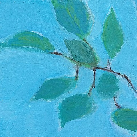 Small Leaves on Blue