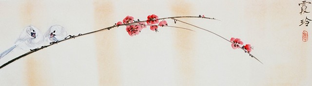 Chinese painting brush painting birds flowers