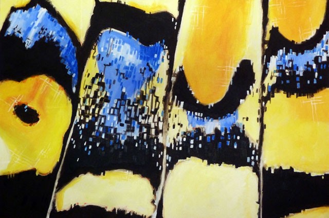 abstract acrylic painting capturing the macro markings of a butterfly wing