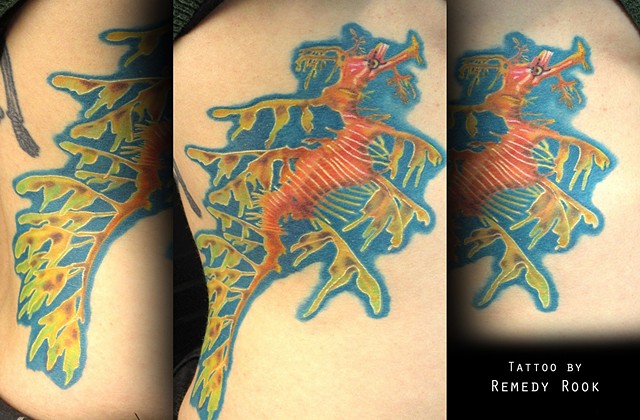 Watercolor sea dragon tattoo