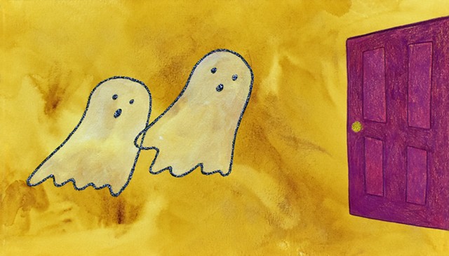 two ghosts and a magenta door by Holly Campbell