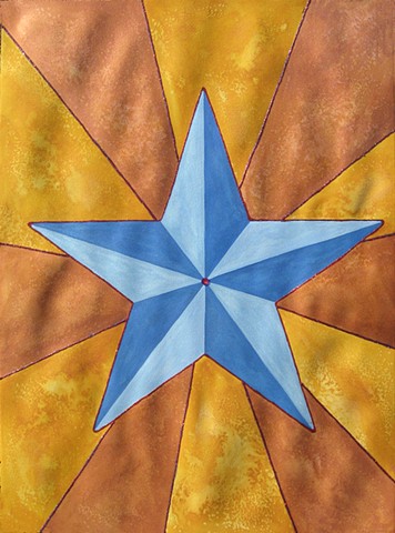 mixed media drawing glitter star sequins watercolor glitter glue on paper by Holly Campbell