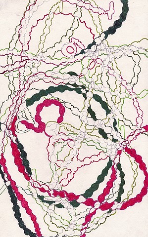 drawing of repeating necklace in magenta and green by Holly Campbell