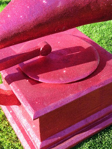 giant fuchsia glittered phonograph by Holly Campbell