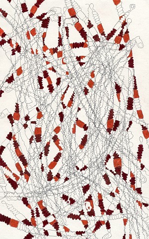 drawing of repeating necklace in garnet and carnelian by Holly Campbell